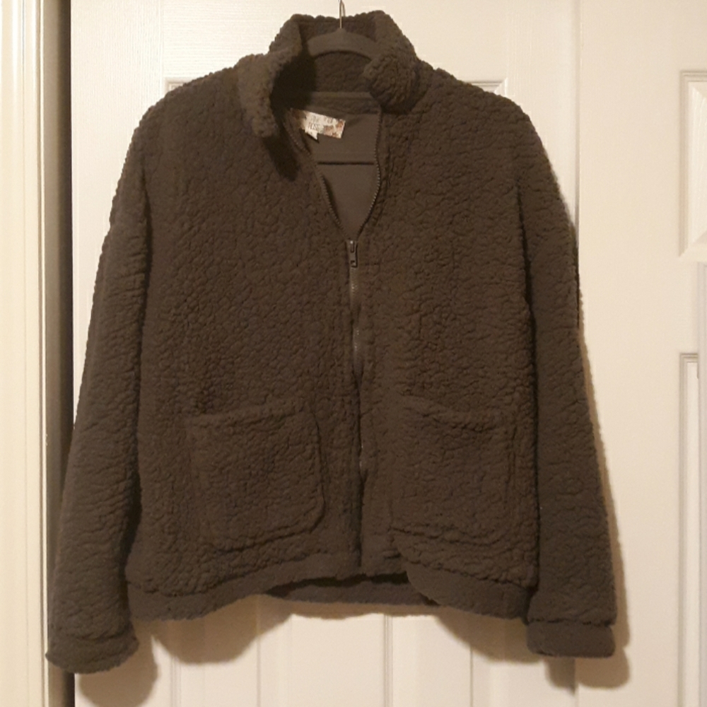 Gray fleece zip up